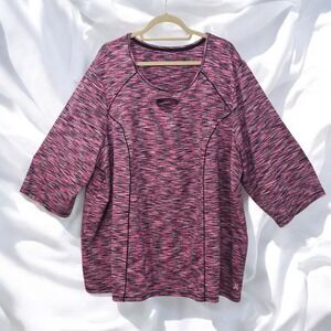 Catherines Active Top Keyhole Neckline Woman Plus Size 4X Pink‎ Black Athleisure